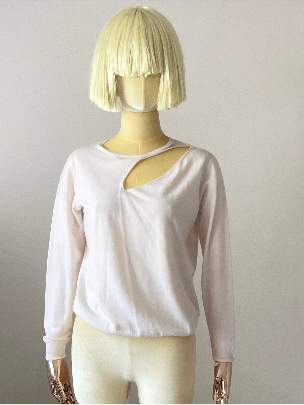 Stella McCartney Cream Cutout Neck Long-Sleeve Top SZ 2-4/ 38